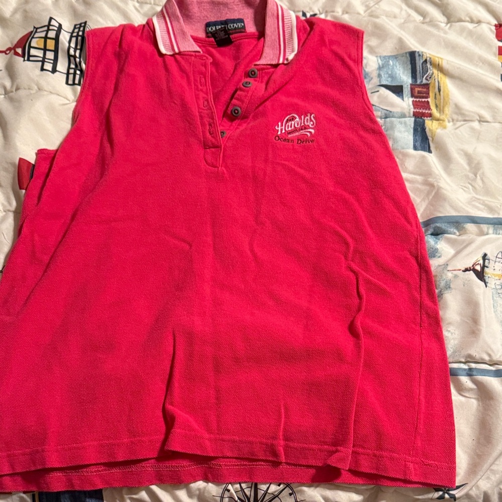Ocean Drive Pink Sleeveless Polo Top